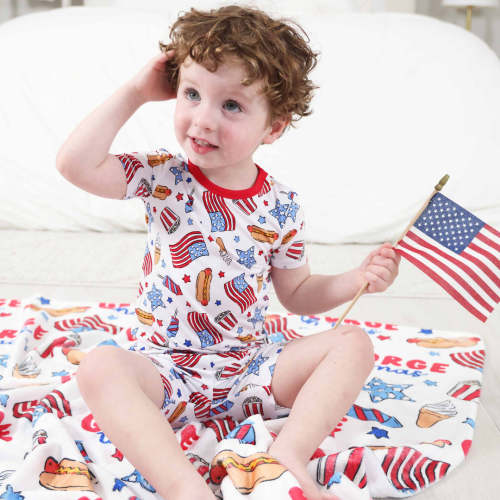 Two Piece Short Pajama Set | Party in the USA Fireworks