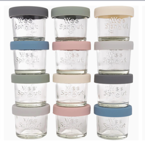Glass Baby Food Storage Jars with Silicone Lids – 4 oz (Set of 12)