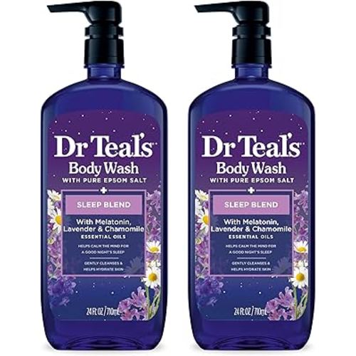 Dr Teal's Sleep Blend Body Wash with Pure Epsom Salt, Melatonin & Essential Oil Blend, 24 fl oz (Pack of 2)