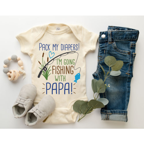 Papa's Fishing Buddy Baby Onesie® Pack My Diapers I'm Going Fishing With Papa, Papa's Boy Baby Onesie® Gone Fishin', Grandparent,