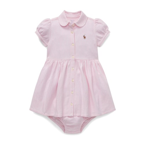 Oxford Stripe Cotton Piqué Dress & Bloomers