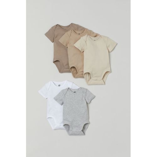 5-pack Bodysuits, Beige