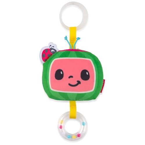 Skip Hop x CoComelon Baby Stroller Toy Peek-a-Boo Melon Multisensory Activity Toy with Baby Mirror, Crinkle & Squeaker Sounds and Rattle Ring, Attaches to Stroller, Age 6m+