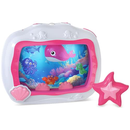 Baby Sleep Soother Musical Toy, Sound Machine with Light & Soothing Sounds, Infant Crib Mobile Hanging & Car Travel Toy, Sensory Dream Soother for Newborns 0-3 Years, Pink