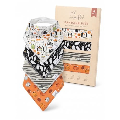 Copper Pearl Baby Bibs 4 Pack, Printed Bandana Drool Bibs for Baby Girl & Boy, Soft Cotton Drooling Teething Bibs