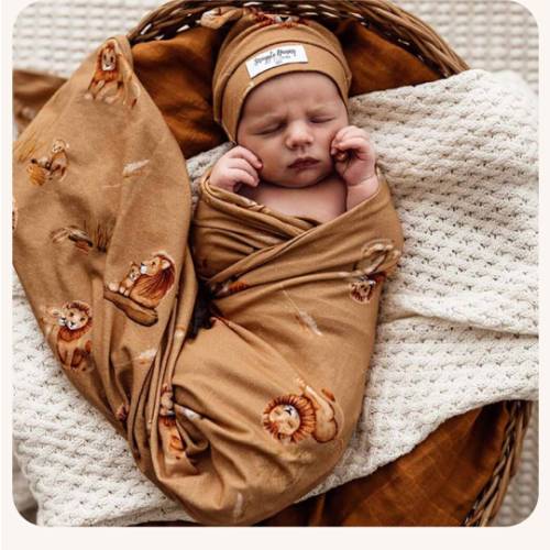 Roar Organic Baby Jersey Swaddle Wrap & Beanie | Snuggle Hunny