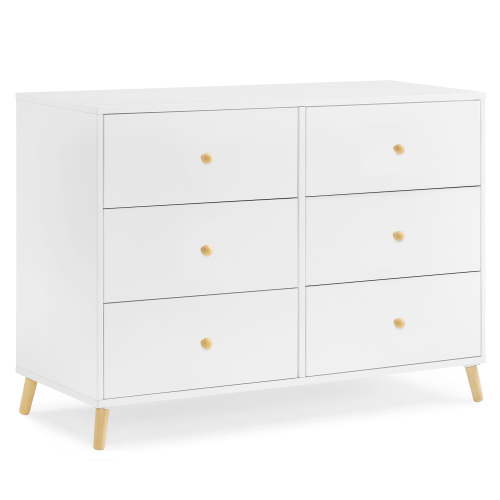 Delta Children Essex 6 Drawer Dresser Bianca White/Natural Modern Nursery Storage