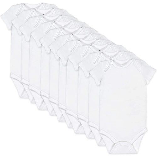 Honest Baby Clothing 10-Pack Organic Cotton Short Sleeve Bodysuits - Bright White-2023, 6-9 M, 10