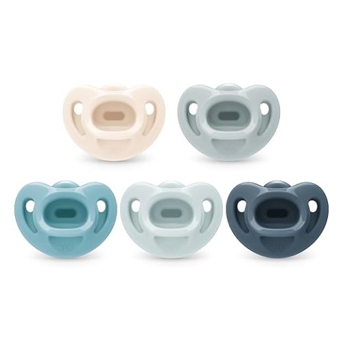 NUK 100% Silicone Comfy Orthodontic Pacifiers, 0-6 Months, Pink Fashion, Timeless Collection, 5 Count