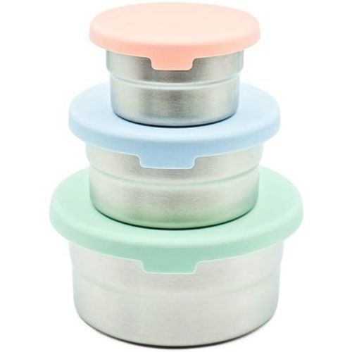 WeeSprout Stainless Steel Food Storage Containers, Leakproof Silicone Lids, BPA-Free - Set of 3 (Pastel Blue/Coral/Mint)