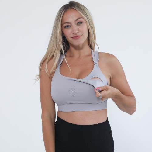 Chloe 3 Running Nursing Sports Bra (Satin Grey)