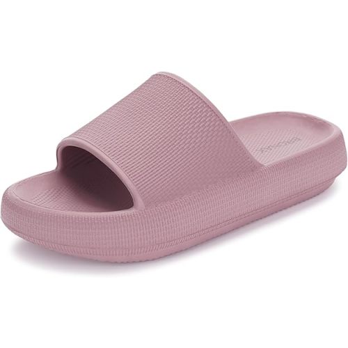 BRONAX Thick Sole Pillow Slippers for Women and Men 7.5-8.5 W/6-7 M Blush