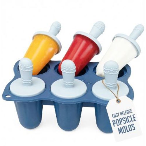 Baby Popsicle Mold, Baby Teething Popsicle Mold Silicone, 6-Cavity Infant & Toddler Ice Pop Molds, Baby Popsicle Teether, BPA-Free, Dishwasher Safe