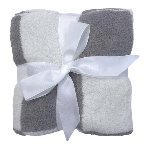 Bonny Brae Stroller Tie-On Blanket - Cozy & Soft Baby Essential with Modern Aesthetic, Ensures Blanket Won’t Drag On Floor or Fall Off - Ideal Newborn Essential, Fuzzy Checkered Design (Grey/White)