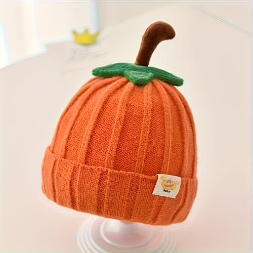 1pc Baby Winter Hat with Earmuffs - Thickened Warm Sleeve Cap Suitable for 8-24 Months Boys & Girls, Stretch Fit for Party, Travel, Outdoor - Cute Pumpkin Ear Hat