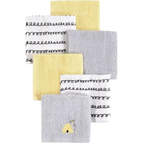 Hudson Baby Unisex Baby Super Soft Cotton Washcloths, Bee, One Size