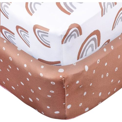 Gerber Baby Unisex 2-Pack Knit Crib Sheet, Boho Rainbow, One Size