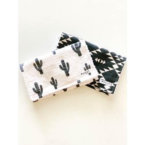 Cactus Burp cloths Set of 2. Aztec burp cloths. Southwest burp cloths-Modern Cotton Chenille Burp Cloths- CACTUS