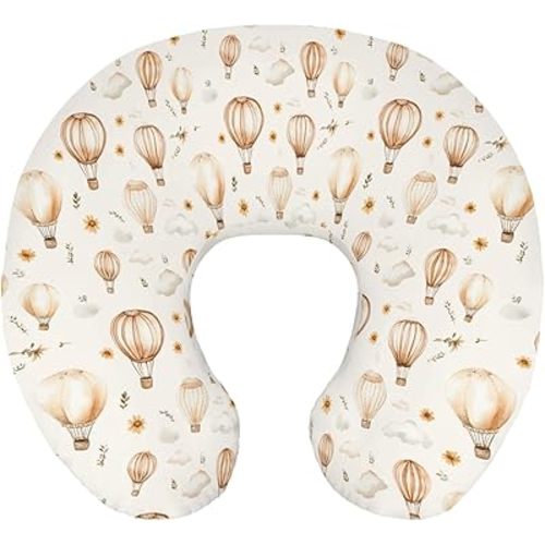 Vintage Hot Air Balloon Daisy Nursing Pillow Cover Stretchy and Soft for Baby Girls Boys Boho Balloons Floral Leaves Nursing Cover for Breastfeeding for Newborn Infant