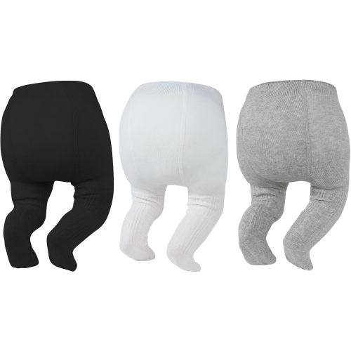 Zando 3Pack Newborn Baby Girls Tights Infant Cable Knit Winter Cotton Warm Footed Tights Leggings Stockings Pantyhose 0-4T