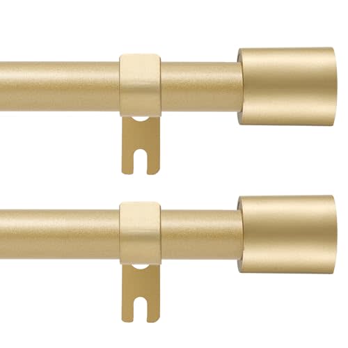 Curtain Rods for Windows 28-48 Inch, 2 Pack 5/8 In Gold Curtain Rod | Easy Installation and Simple End Caps, Adjustable Curtain Rod For Living Room, Bedroom, Outdoor