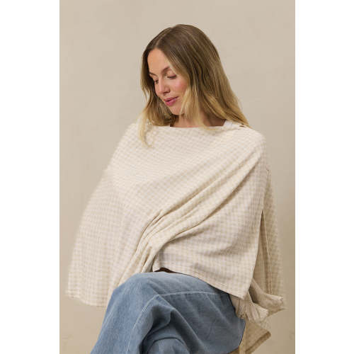 Cream Houndstooth Nursing Cover