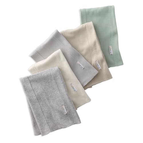 Butterblu Bailey 5-Pack Burp Cloths 100% Organic Cotton Knit for Newborn & Baby Boys & Girls, Seafoam, One Size
