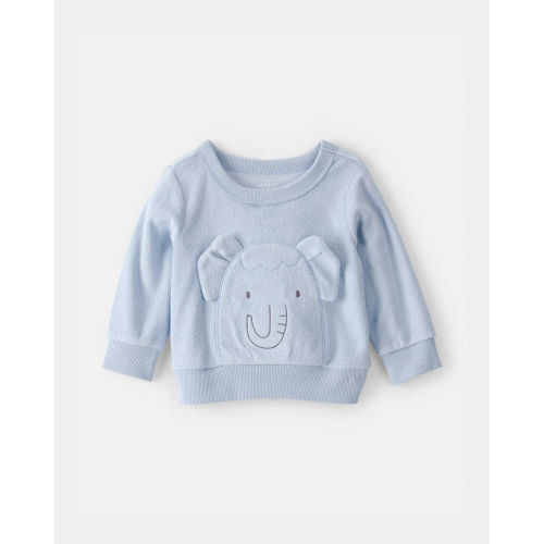 Baby Boy Elephant Terry Pullover Sweatshirt - Blue | Carter's