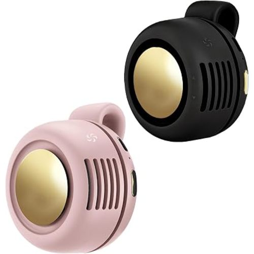 Portable Clip-On Fan,Personal Fan Mini 360° Rotatable Bladeless Fan (2 pack(Black and Pink))
