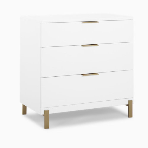 Delta Children Hendrix 3 Drawer Dresser - Bianca White/Bronze