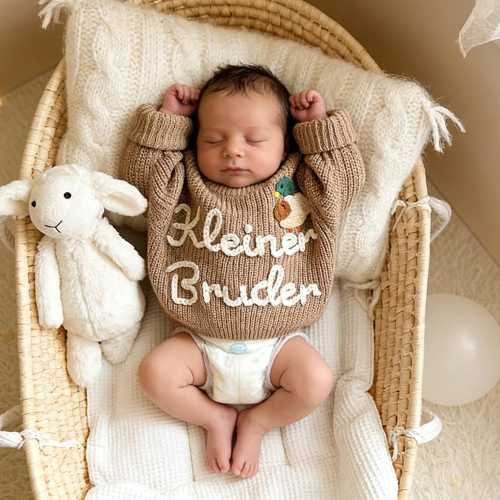 Hand Embroidered Mallard Duck Sweater, Personalized Baby Gift, First Birthday Outfits, Baby Jumper Name Duck, Custom Toddler Knit Outfit