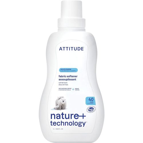 ATTITUDE Laundry Fabric Softener Liquid, Vegan and Naturally Derived Detergent, Plant Based, HE Washing Machine Compatible, Wildflowers, 40 Loads, 33.8 Fl Oz