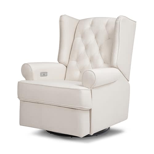 Namesake Harbour Electronic Recliner and Swivel Glider with USB Port in Performance Cream Eco-Weave, Water Repellent & Stain Resistant, Greenguard Gold & CertiPUR-US Certified