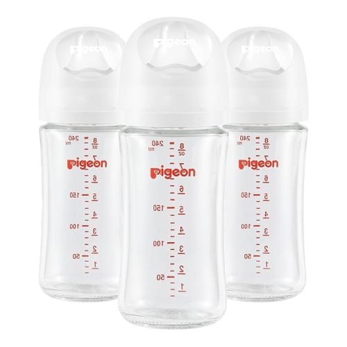 Pigeon Glass Baby Bottles Wide Neck, 8.1 Oz, Pack of 3