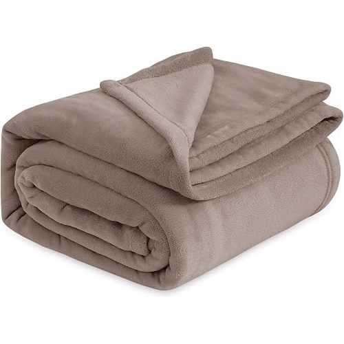 Bedsure GentleSoft Fleece Bed Blankets Queen Size Mocha Brown - Soft Lightweight Plush Fuzzy Cozy Luxury Blanket Microfiber, 90x90 inches