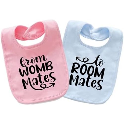 Baby Twins Bibs Womb Mates Newborn Baby Bibs Cute Unisex Bibs Set Toddler Baby Boy Girl Bibs