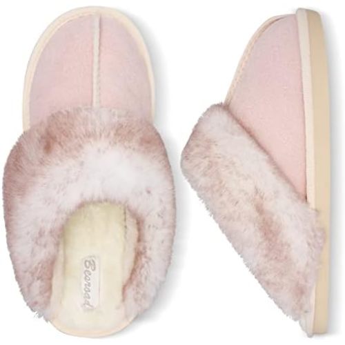 Besroad Winter Fuzzy House Slippers Sandals Plush Faux Fur Fluffy Flats Slippers Warm Slide Shoes for Women