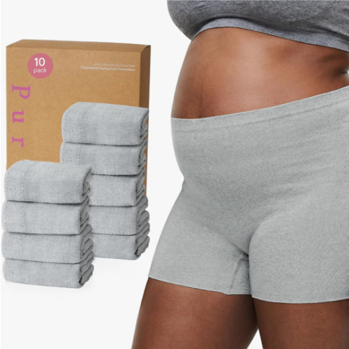 PurComfy Postpartum Underwear for Women, High Waisted, Grey, 10 Pcs