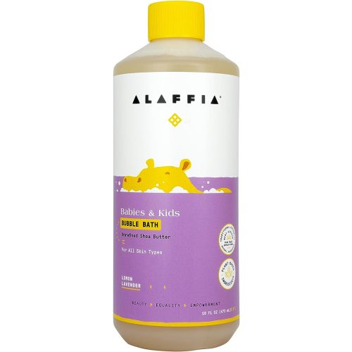 Alaffia Babies and Kids Bubble Bath, Gentle Bath Essentials for Delicate Skin, Plant-Based Formula That is Paraben & Sulfate-Free, Vegan, Calming with Long-Lasting Bubbles, Lemon Lavender 16 Fl Oz