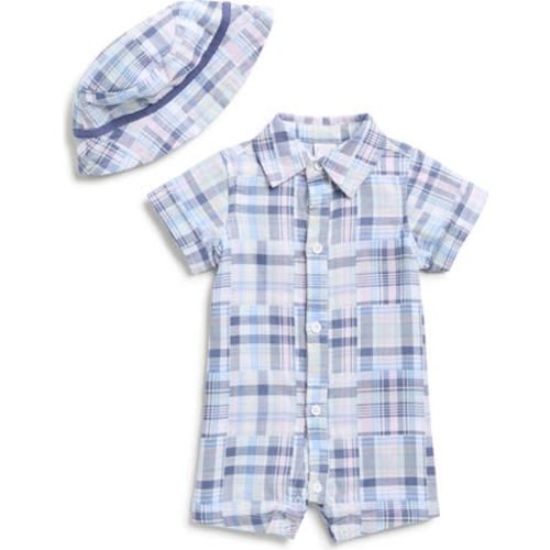 Madras Plaid Romper & Hat Set