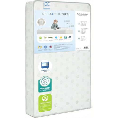 Twinkle Galaxy 3-inch Mini/Portable Crib Mattress - Sustainably Sourced Fiber Core - Waterproof - GREENGUARD Gold Certified (Non-Toxic) - Trusted 10 Year Warranty