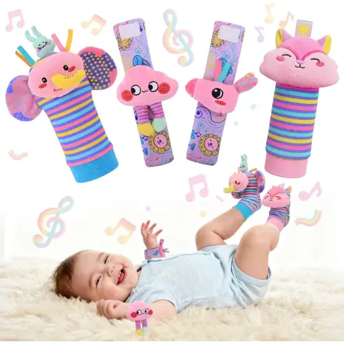 Baby Toys 0-6 Months, Rattle Socks and Wrist Sensory Toy for Infants