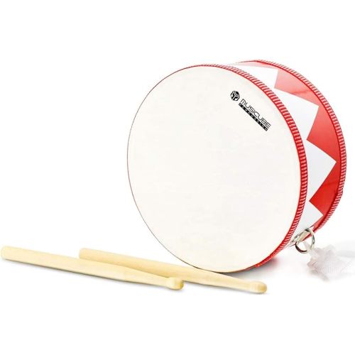 MUSICUBE Kids Drum Set 8-Inch Wooden Drum Toys with an Adjustable Strap and 2 Drumsticks Educational Baby Musical Toys Drum Sensory Musical Instrument Toys for Toddler Boys & Girls Gift Packing