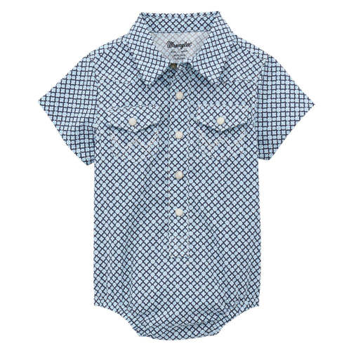 Wrangler Infant Short Sleeve Blue Cross Diamond Bodysuit