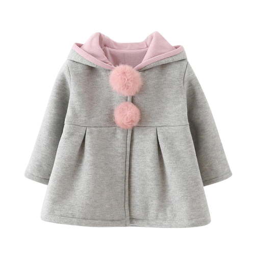 Annhoo Infant Baby Girl's Coats Winter Solid Long Sleeve Cute Ears Hooded Jackets Casual Comfy Warm Clothes