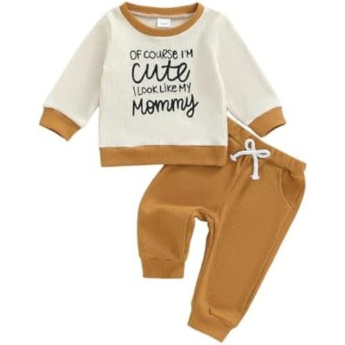 Murnouche Toddler Baby Boy Fall Winter Outfits Letter Crewneck Sweatshirt Casual Pants 2Pcs Clothes Set