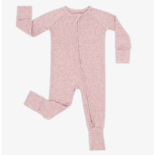 Heather Mauve Ribbed Zippy - Little Sleepies