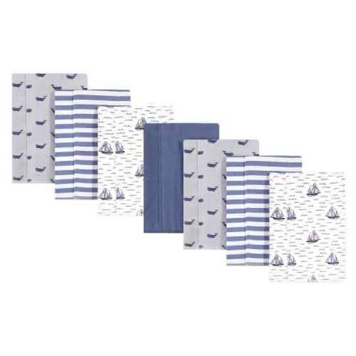 Hudson Baby Infant Boy Cotton Flannel Burp Cloths 7pk, Sailboat, One Size