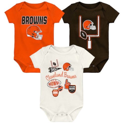Infant & Newborn Cleveland Browns  Outerstuff Littlest Player Three-Piece Bodysuit Set