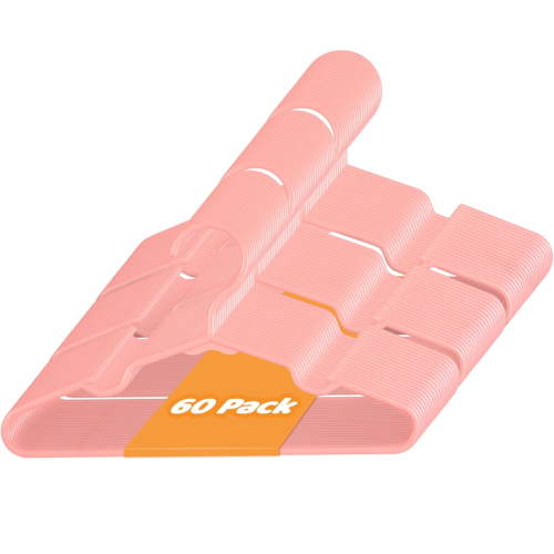 Sageme Classics Child Clothes Hangers,Kids Cloth Storage and Organization,60 Count,Pink